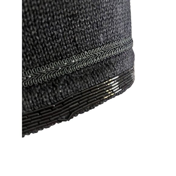 Retro Floral Sweater Vest L Black Beaded Sequin Classic Chic Preppy Old Money - Picture 3 of 12
